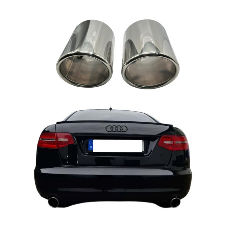 Auspuffblenden für AUDI A6 C6 4F BJ 2004-2011 Edelstahl 100mm Blende Auspuff